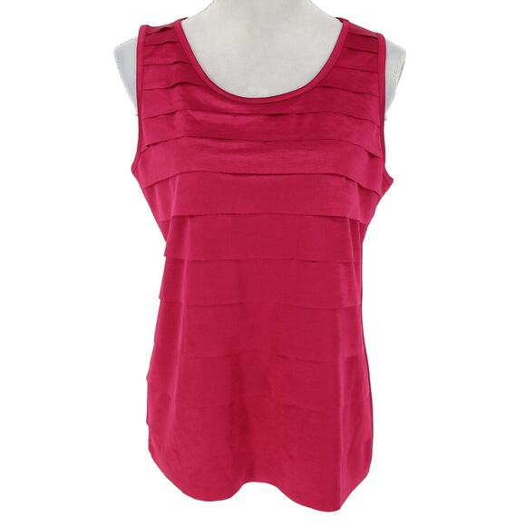 Chicos Tank Top 1 Womens Medium Pink Layered Tiered Front Blouse Resort Beach - Picture 1 of 12